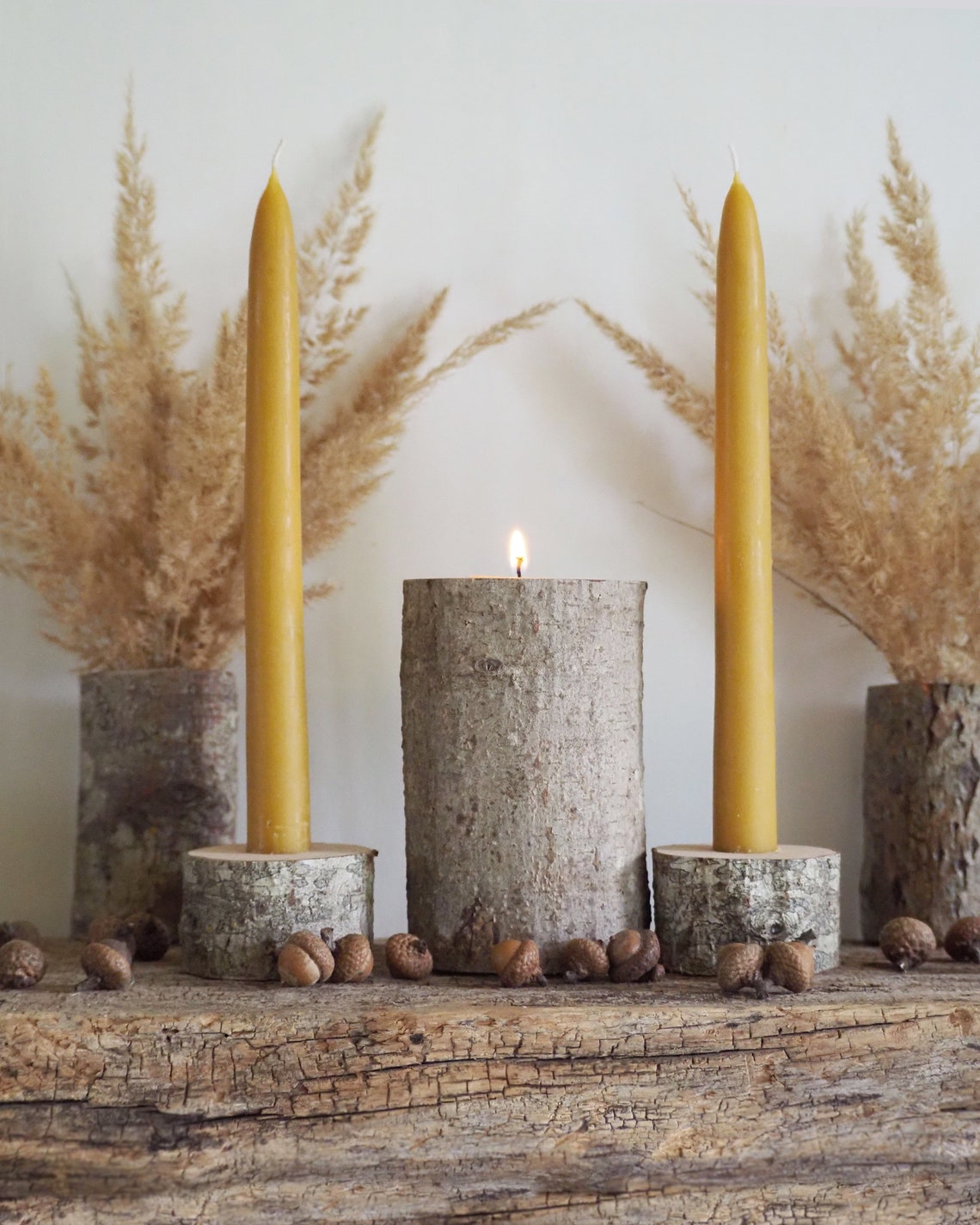 Rustic Wedding Ceremony Unity Candle Set Natural Beeswax - Etsy
