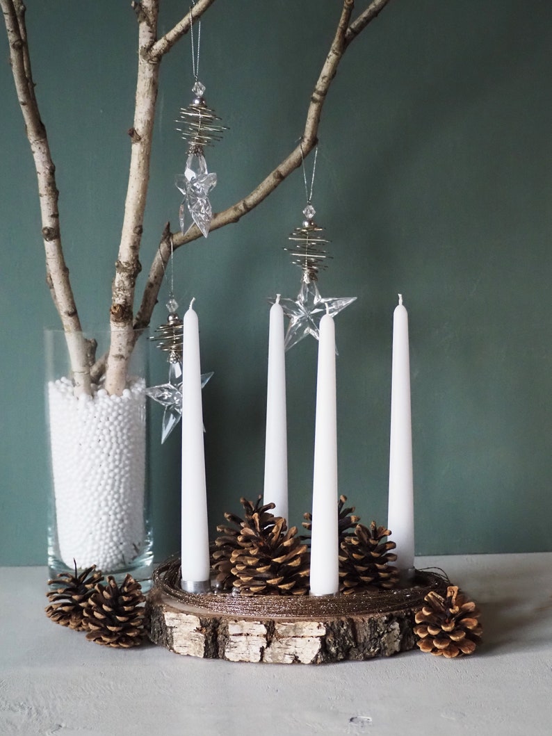 Advent Candle Holder DIY Advent Wreath Stand Birch Slab Etsy