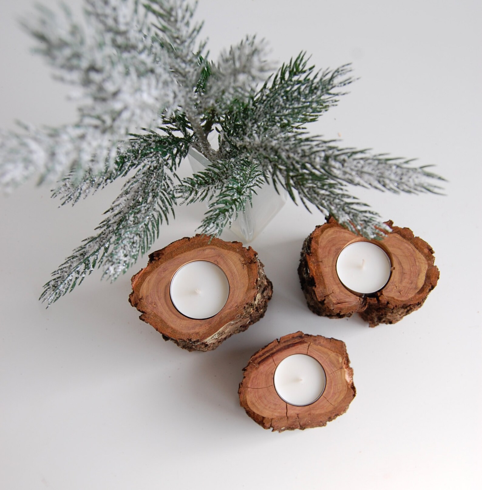 Tree Branch Candle Holders Set Of 3 Wooden Tealight Holders Etsy