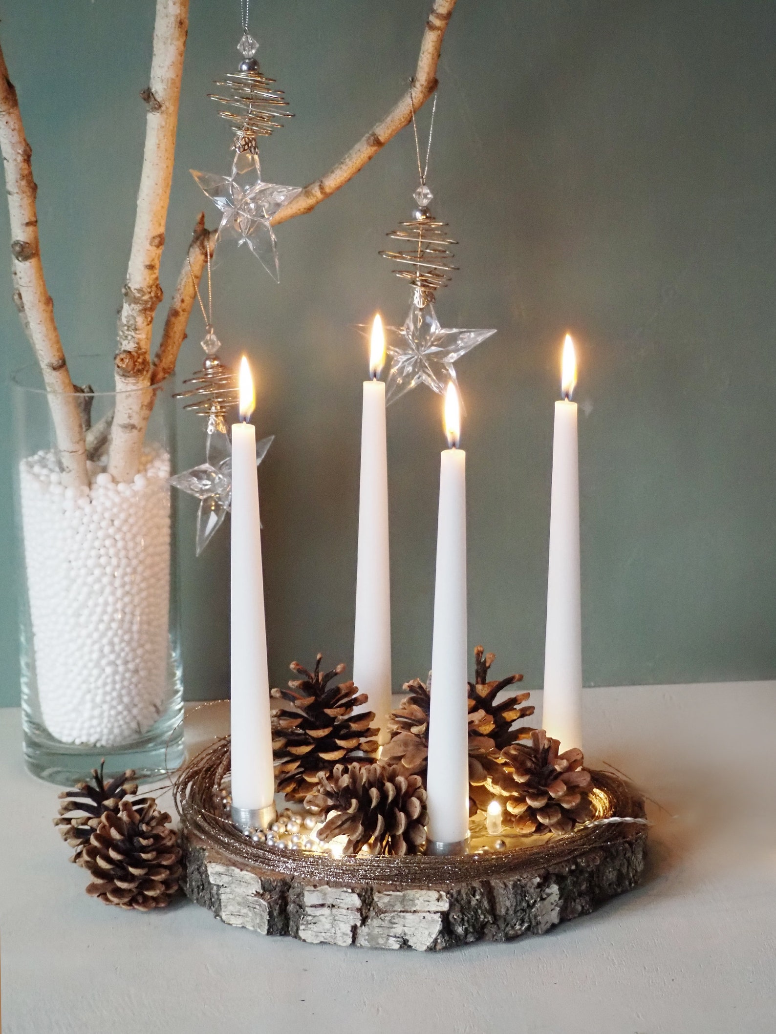Advent Candle Holder DIY Advent Wreath Stand Birch Slab Etsy