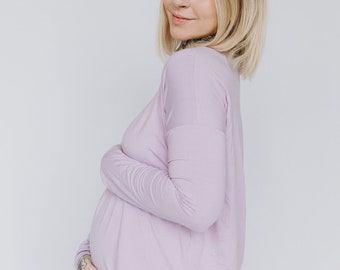 Lilac Viscose Flowy Maternity Top