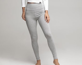 High Waisted Leggings / Light Grey Melange / Women's Bottoms