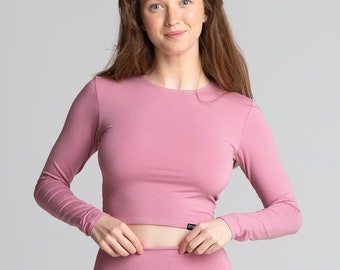 PINK Organic cotton cropped long sleeve top / loungewear