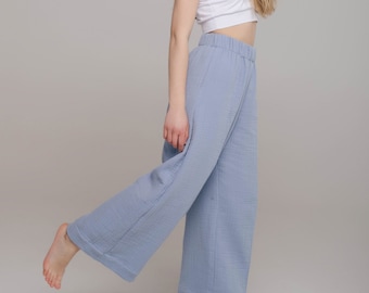 Organic Cotton Pants / SKY-BLUE