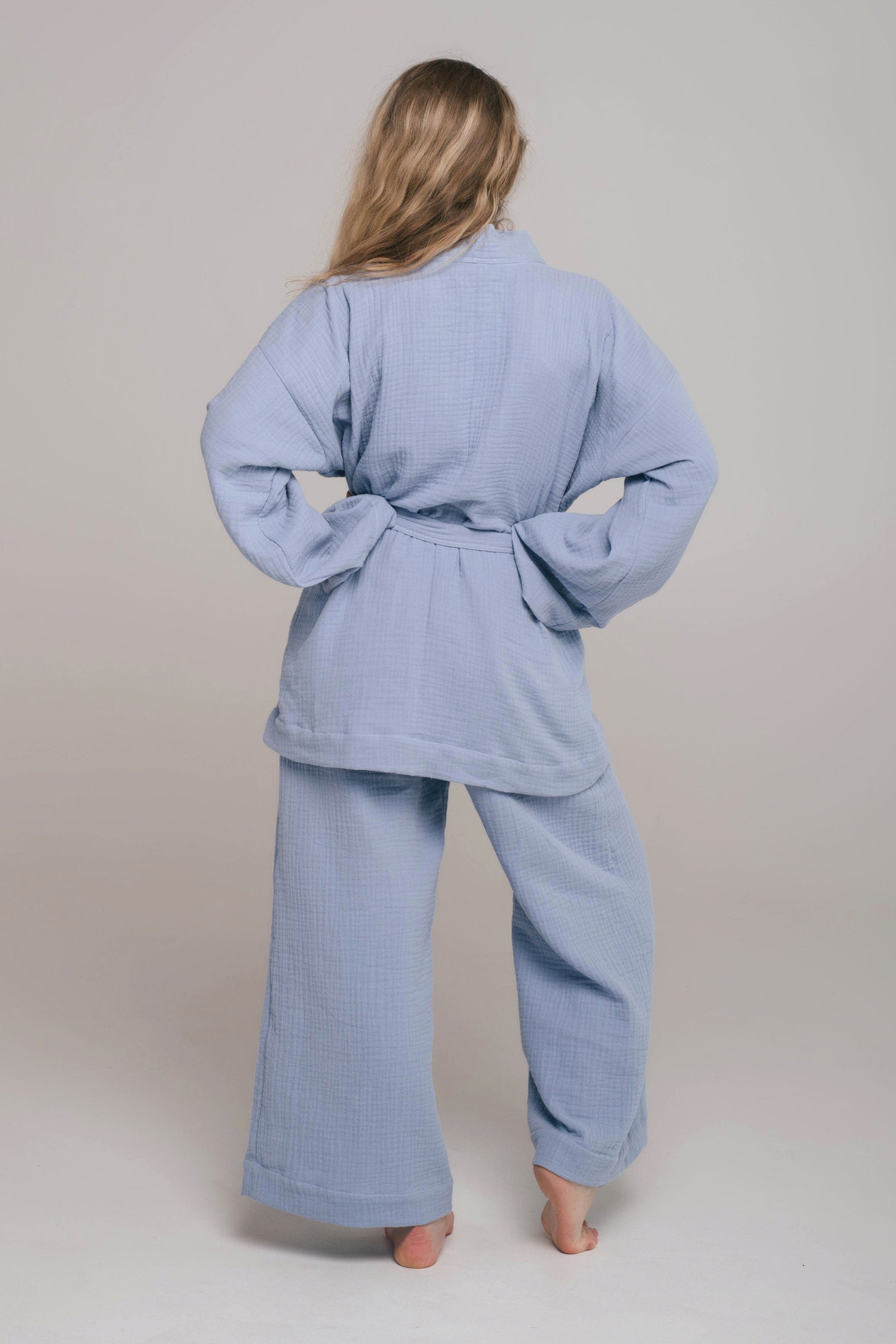 オーガニックコットン着物 / スカイブルー - Etsy 日本