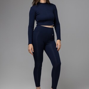 NAVY BLUE / RIB organic cotton high waisted leggings / Loungewear image 5