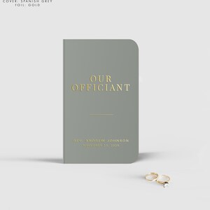 Luxury Officiant Book, Bold Gold Calligraphy Booklet for Officiant, Officiant Gift, Gold, Choice of Colors, Personalized Keepsake, SN015