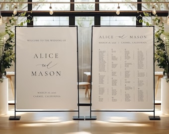 2 SIGN PRINTED BUNDLE | Printed Wedding Welcome Sign and Seating Chart, Customized and Shipped Wedding Signage, Elegant Foam Board Printing