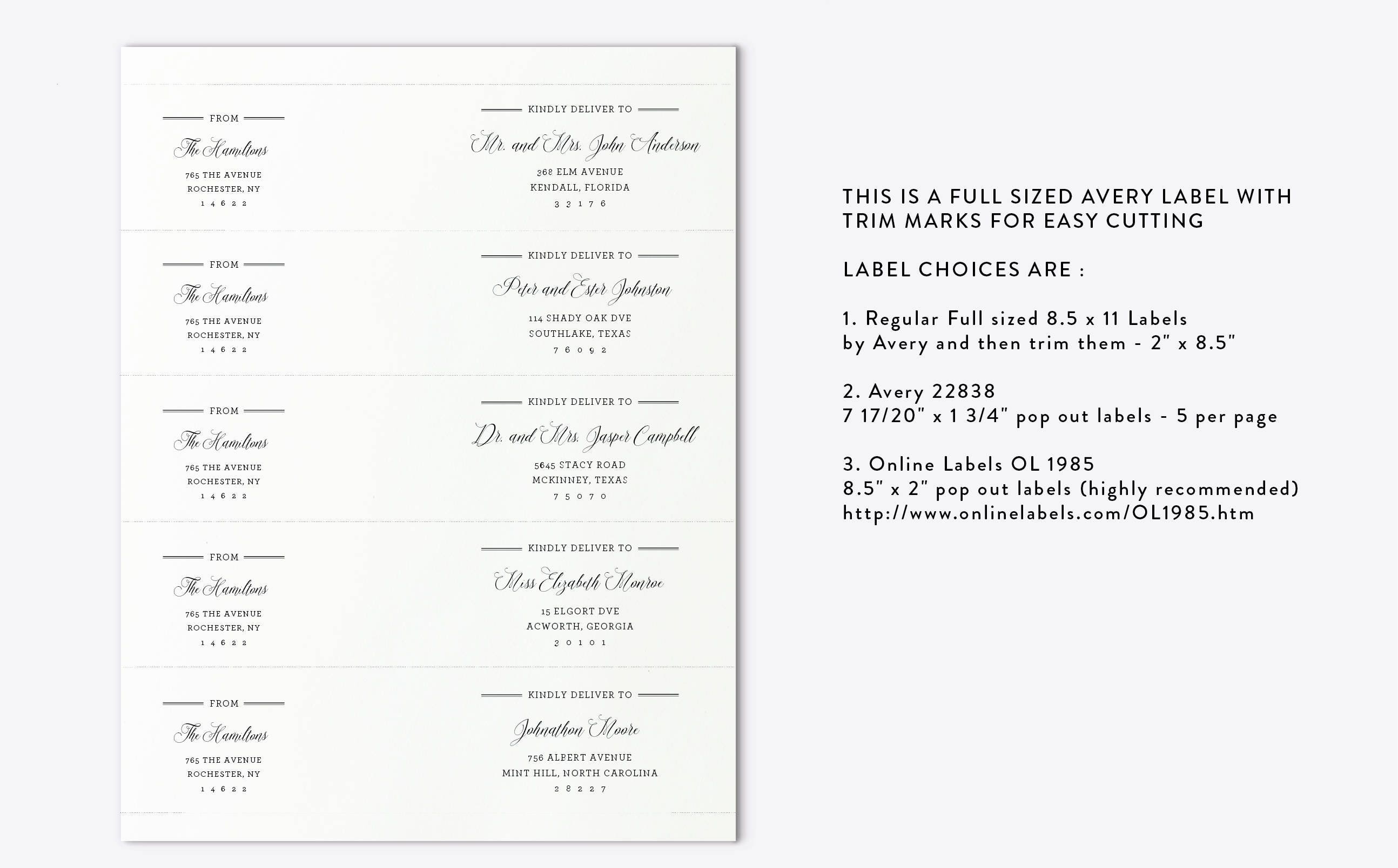 Wedding Envelope Label Printable Wraparound Labels Wedding Labels