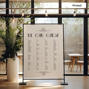 GATSBY | Printed Alphabetical Seating Chart, Customized and Shipped Wedding Seat Sign, Art Deco, Roaring 1920&#39;s Foam Board , SN200