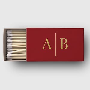 MODERN INITIALS | Gold Monogram Matchboxes, Foil Stamped Customized Matchbox Favor, Wedding Favor, Personalized Cigar Bar Matches, SN015M