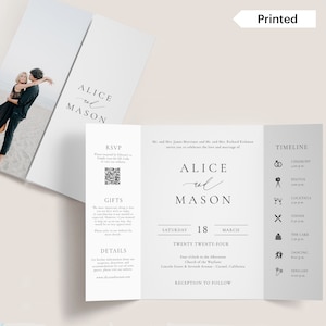 CLASSIC MINIMALIST | Printed Gatefold Wedding Invitation, Double Door Folded Invite, Print and Ship Gate Fold, Photo Gatefold Invite, SN105