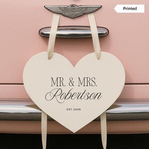 VINTAGE GLAMOUR | Printed Just Married Car Sign, Customized Getaway Car Hanging Signage, Old Hollywood Wedding Car Decoration, SN2000