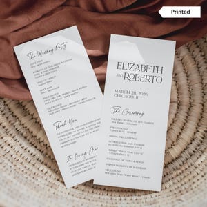 MODERN LUXE | Printed Wedding Ceremony Program, Print and Ship Program, Minimalist 4 x 9 Program, Ceremony Order of Service, SN099