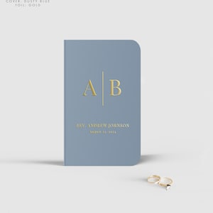 MODERN INITIALS | Monogram Officiant Book, Rose Gold Booklet for Officiant, Officiant Gift, Choice of Colors, Personalized Keepsake, SN015M