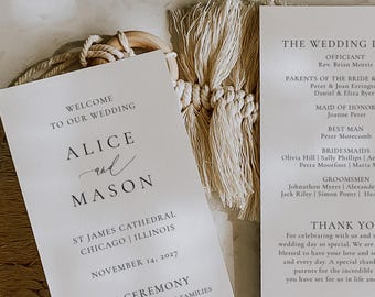 CLASSIC MINIMALIST | Printed Wedding Ceremony Program, Print and Ship Program, Modern 4 x 9 Program, Ceremony Order of Service, SN105