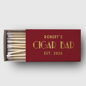 GATSBY | Cigar Bar Matchbox Favors, Foil Stamped Art Deco Customized Matchboxes, Gatsby Wedding Favor, Gold Foil Personalized Matches, SN200