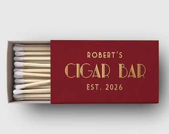 GATSBY | Cigar Bar Matchbox Favors, Foil Stamped Art Deco Customized Matchboxes, Gatsby Wedding Favor, Gold Foil Personalized Matches, SN200