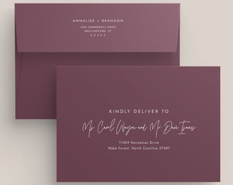 MODERN MONOGRAM | White Ink Printed Envelopes, Minimalist White Text Addressing, Wedding Recipient Envelopes, Choice of 7 Colors, SN009