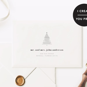 Minimalist Christmas Recipient Envelope Addressing, Modern Holiday Card Addresses, Printable Christmas Card Envelope Service, SND_50