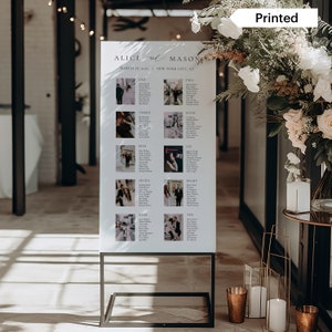 CLASSIC MINIMALIST | Photo Seating Chart, Images Table Plan, Customized Foam Board, Elegant and Unique Photo Allocation for Easel, SN105