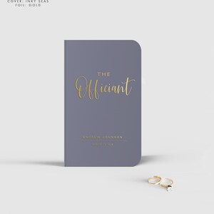 Modern Silver Officiant Book, Booklet for Officiant, Gift for Officiant, Gold Calligraphy, Choice of Colors, Personalized Keepsake, SN072
