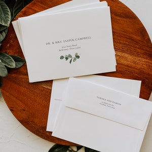 EUCALYPTUS | Printed Envelopes, Envelope Addressing, Print and Ship Envelopes for Wedding, Wedding Recipient Envelopes, SN014F