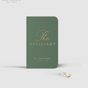 Officiant Book, Gold Calligraphy Booklet for Officiant, Officiant Gift, Gold Calligraphy, Choice of Colors, Personalized Keepsake, SN080