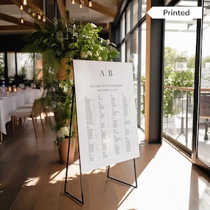 MODERN INITIALS | Printed Alphabetical Seating Chart, Customized and Shipped Wedding Seat Sign, Elegant Bold Allocation Poster, SN015M
