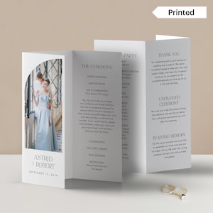 MODERN LUXE | Arch Tri Fold, Tri-Fold Wedding Program, Photo Folded Wedding Ceremony Program, Print and Ship Tri fold, Rustic Program, SN099