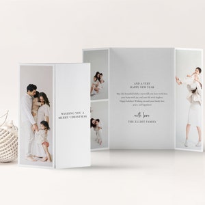 GATEFOLD DE NAVIDAD, Tarjeta de vacaciones Gatefold impresa, Feliz Navidad, Tarjeta de foto doblada de doble puerta, Tarjeta de Navidad única, Minimalista, SN015M
