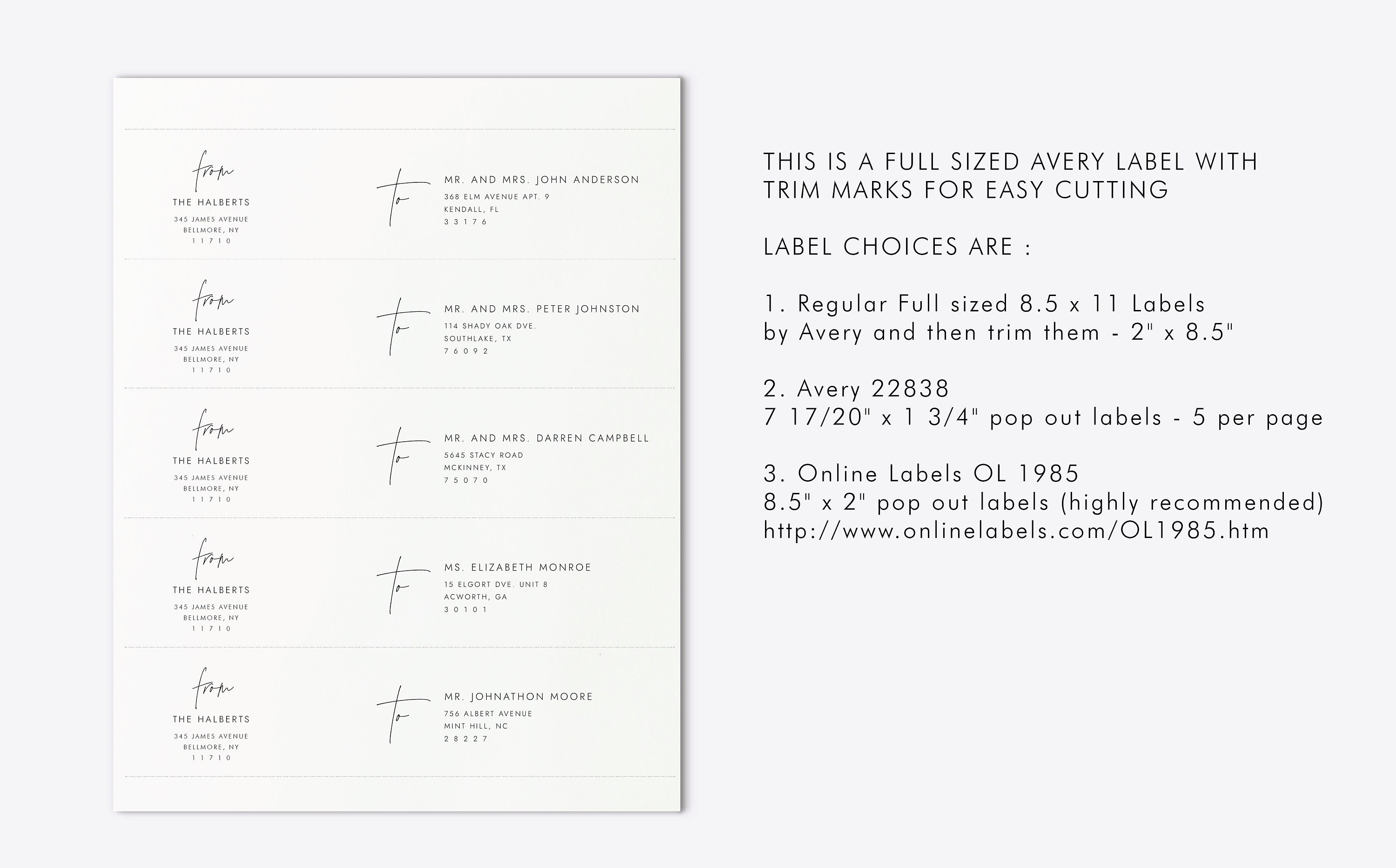 Modern Minimalist Wrap Around Address Labels Printable Etsy