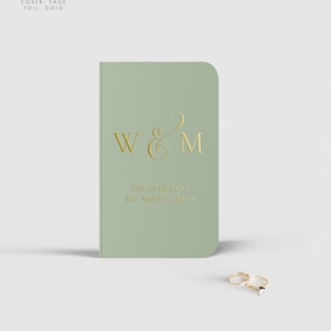 Elegant Monogram Officiant Book, Gold Booklet for Officiant, Officiant Gift, Gold Calligraphy, Color Choice, Personalized Keepsake, SN004