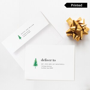 Modern Bold Christmas Printed Envelopes, Christmas Tree Envelope Addressing, Print & Ship Envelopes, Modern Holiday Card Envelope, SN095B