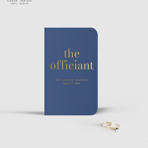 Modern Bold Officiant Book, Gold Calligraphy Booklet for Officiant, Officiant Gift, Gold, Choice of Colors, Personalized Keepsake, SN095B