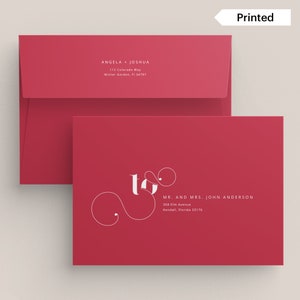 AMORE | Cherry Red White Ink Printed Envelopes, Luxury White Text Addressing, Recipient Envelopes, Modern Retro, Choice of 7 Colors, SN020