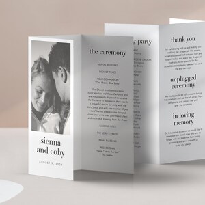 MAD LOVE | Modern Bold Tri-Fold Wedding Program, Photo Folded Wedding Ceremony Program, Printed Photo Tri fold, Rustic Program, SN095B