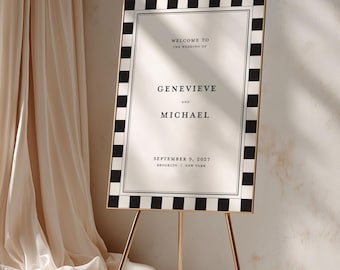 Checker Wedding Welcome Sign, Black and White Checkerboard Pattern, Large Format Printing, SN3500