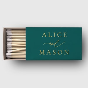 CLASSIC MINIMALIST |  Gold Matchboxes, Foil Stamped Customized Matchbox Favor, Wedding Favor, Personalized Cigar Bar Matches, SN105