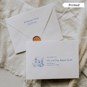 Sobres impresos de Navidad ilustrados extravagantes, Extravagantes direcciones de sobres de Navidad, Sobres para imprimir y enviar, Caja para tarjetas navideñas, SN801