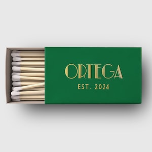 GATSBY |  Matchbox Favors, Foil Stamped Art Deco Customized Matchboxes, Surname Wedding Favor, Gold Personalized Matches, Cigar Bar, SN200