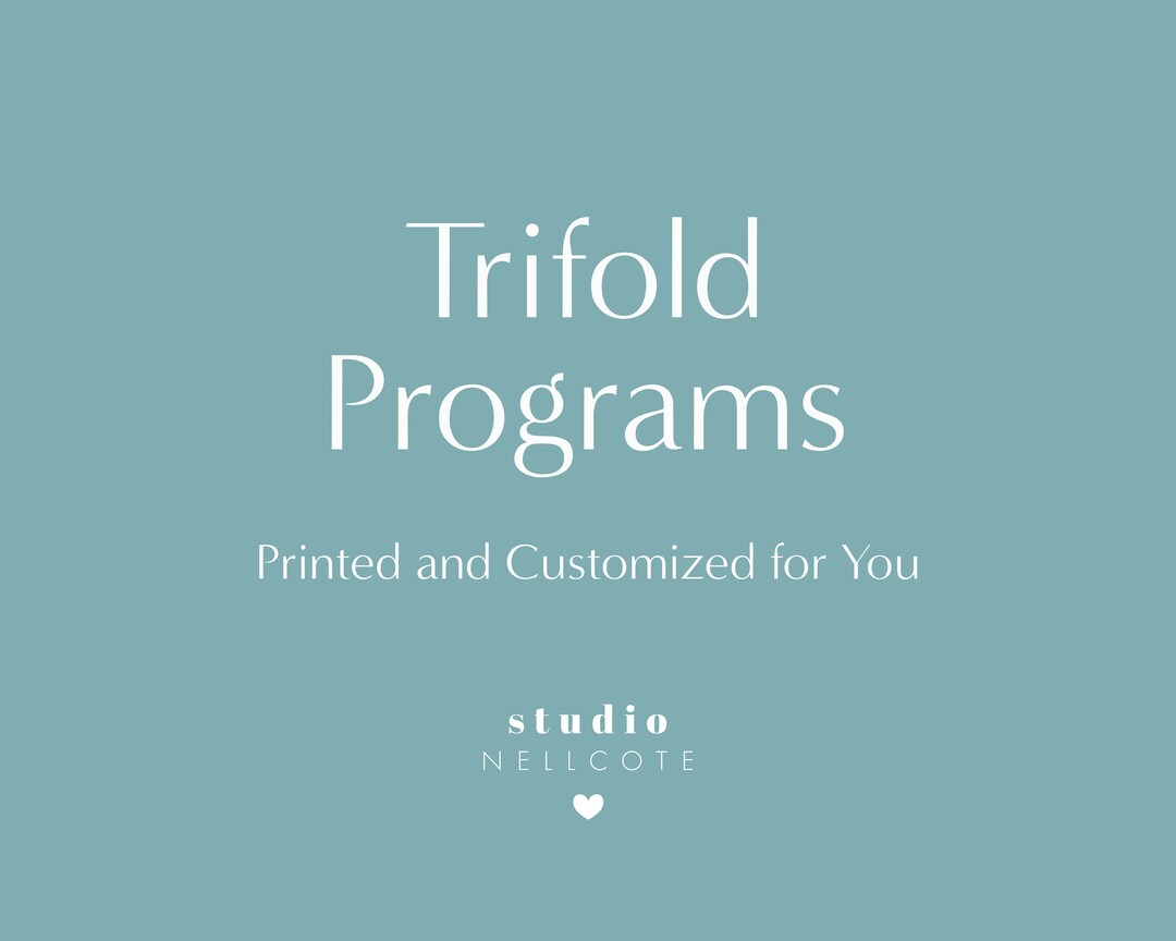 Printed Trifold Wedding Program, Tri Fold Folded Wedding Ceremony