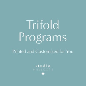Printed Trifold Wedding Program, Tri Fold Folded Wedding Ceremony Program, Print and Ship Tri-fold, Modern Wedding Ceremony Program