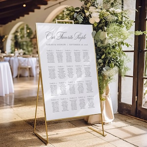 BESOTTED | Printed Romantic Table Number Seating Chart, Customized Simple and Elegant Wedding Seat Sign, Wedding Allocation Poster, SN120