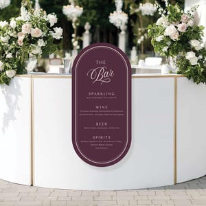MONTE CARLO | Printed Oval Bar Sign, Burgundy Drinks Signage, Pill Shaped Foam board Sign, SN700