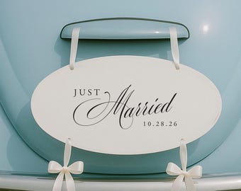 BESOTTED | Printed Romantic Calligraphy Just Married Car Sign, Customized Getaway Vehicle Hanging Signage, Luxury Limousine Decor, SN120
