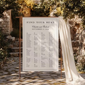 GILDED AGE | Printed Vintage Alphabetical Seating Chart, Old Money Wedding Seat Sign, Wedding Allocation Poster, SN6000 image 1