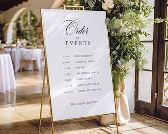 BESOTTED | Printed Romantic Order of Events Sign, Wedding Day Timeline Signage, Calligraphy Guest Greeting, SN120