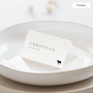 KLASSIEK MINIMALISTISCH | Bedrukte plaatskaartjes, elegante chique bruiloftsnaamkaartjes, bedrukt met maaltijdkeuzepictogrammen, maaltijdkaarten Voedselkeuzes, SN105