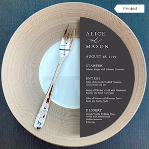 CLASSIC MINIMALIST | Printed Half Moon Menu White Ink Printing, Colored Long Arch Wedding Reception Menu, Unique Table Decor, 4 x 9, SN105